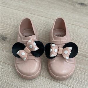 Mini Melissa “Mickey Mouse” Vintage Blush and Black Bow Kids Shoes
